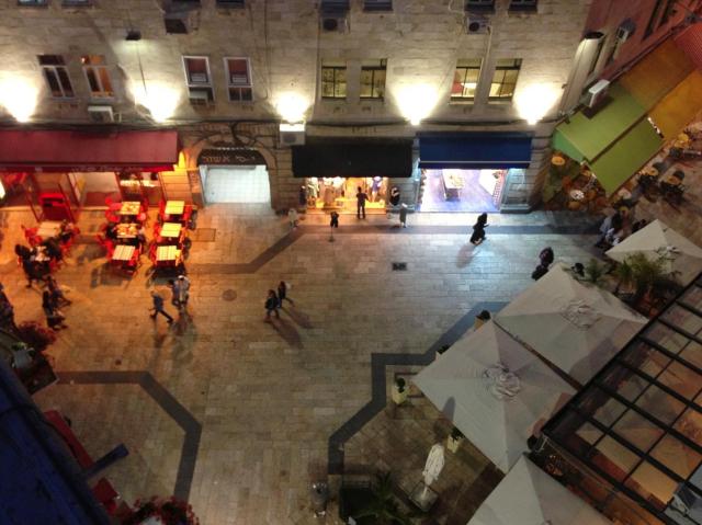The view looking down from our hotel room in Jerusalem